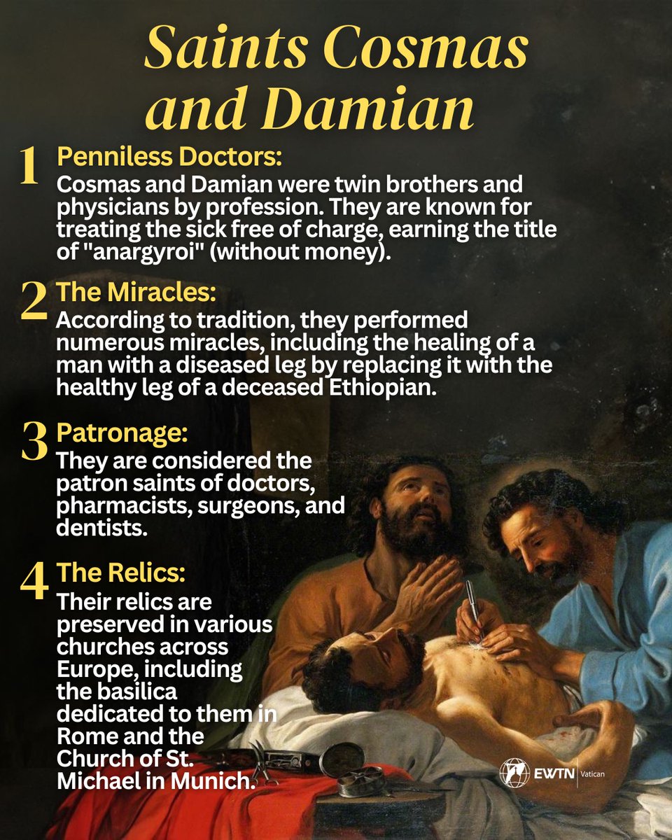 Michael65413248's tweet photo. Sept26: Feast of #StCosmas &amp; #StDamian, Physicians &amp; Martyrs
https://t.co/mJXXFOPLkU
Movies
https://t.co/cR9vb0pLde
https://t.co/nw5HjgkPP5
#StThérèseCouderc, Religious
https://t.co/XXBaQXNvcT
&amp; other Saints https://t.co/VEsJXWoAFw
Please pray for us &amp; help us daily. Many Thanks. https://t.co/DF6j8SMgLO