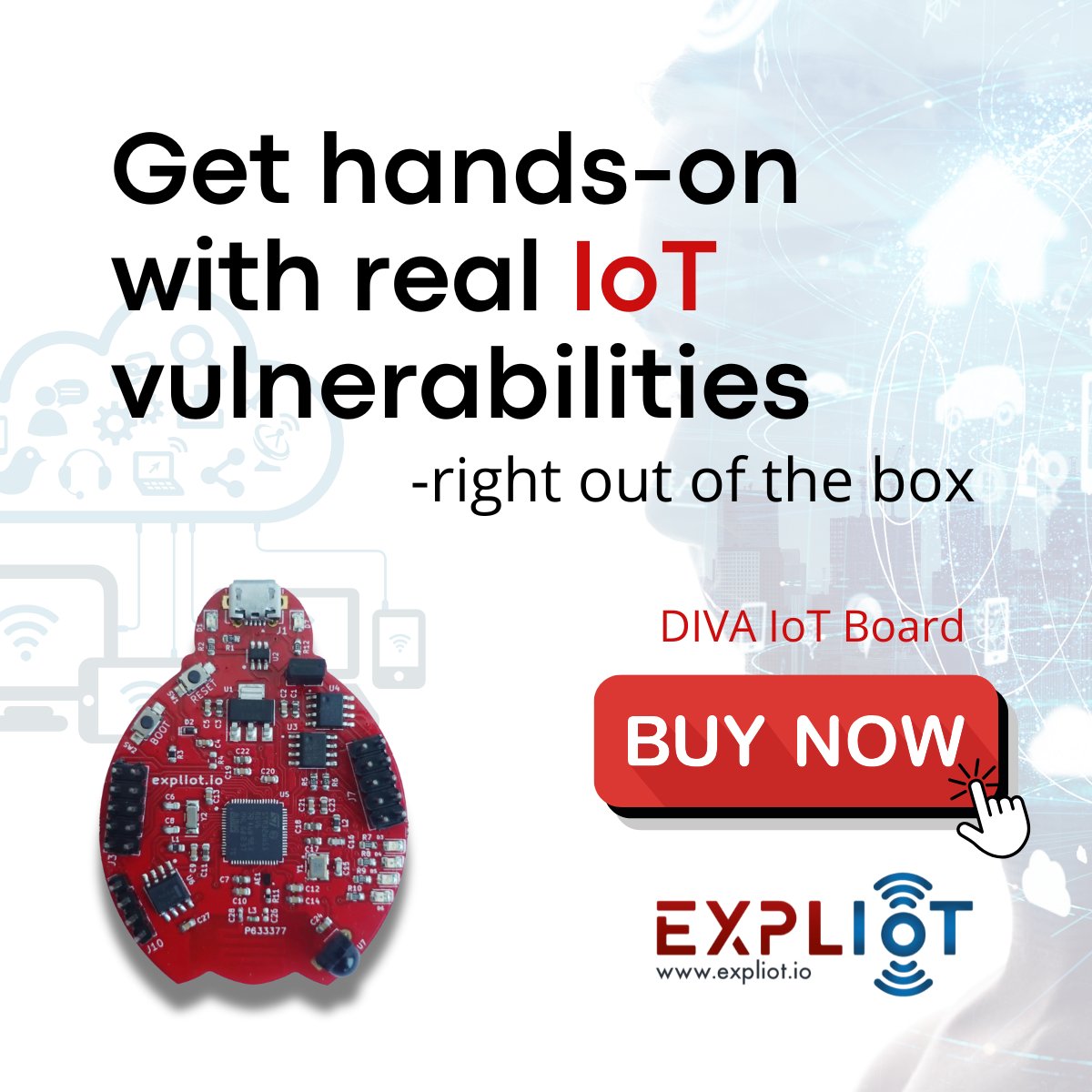 expliot_io's tweet image. Unlock real IoT hacking with the DIVA IoT Board: Cortex-M4, BT + 802.15.4, SPI/I2C, temp sensor, UART/JTAG/SWD, USB-DFU & GDB boardplus exposed lines for firmware analysis.
Get yours: store.expliot.io/products/diva-…
#IoTSecurity #HardwareHacking #EXPLIoT