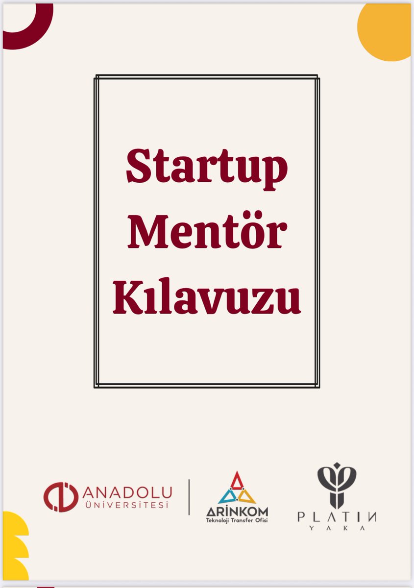 🚀 Startup ekosisteminde mentörlere yol gösterecek yepyeni bir kaynak!

ARİNKOM TTO x Platin Yaka iş birliğiyle hazırlanan Startup Mentörlük Kılavuzu, girişimcilere destek olan mentörlere rehber niteliğinde.

Kılavuz 💫
arinkom.anadolu.edu.tr/public/site/up…