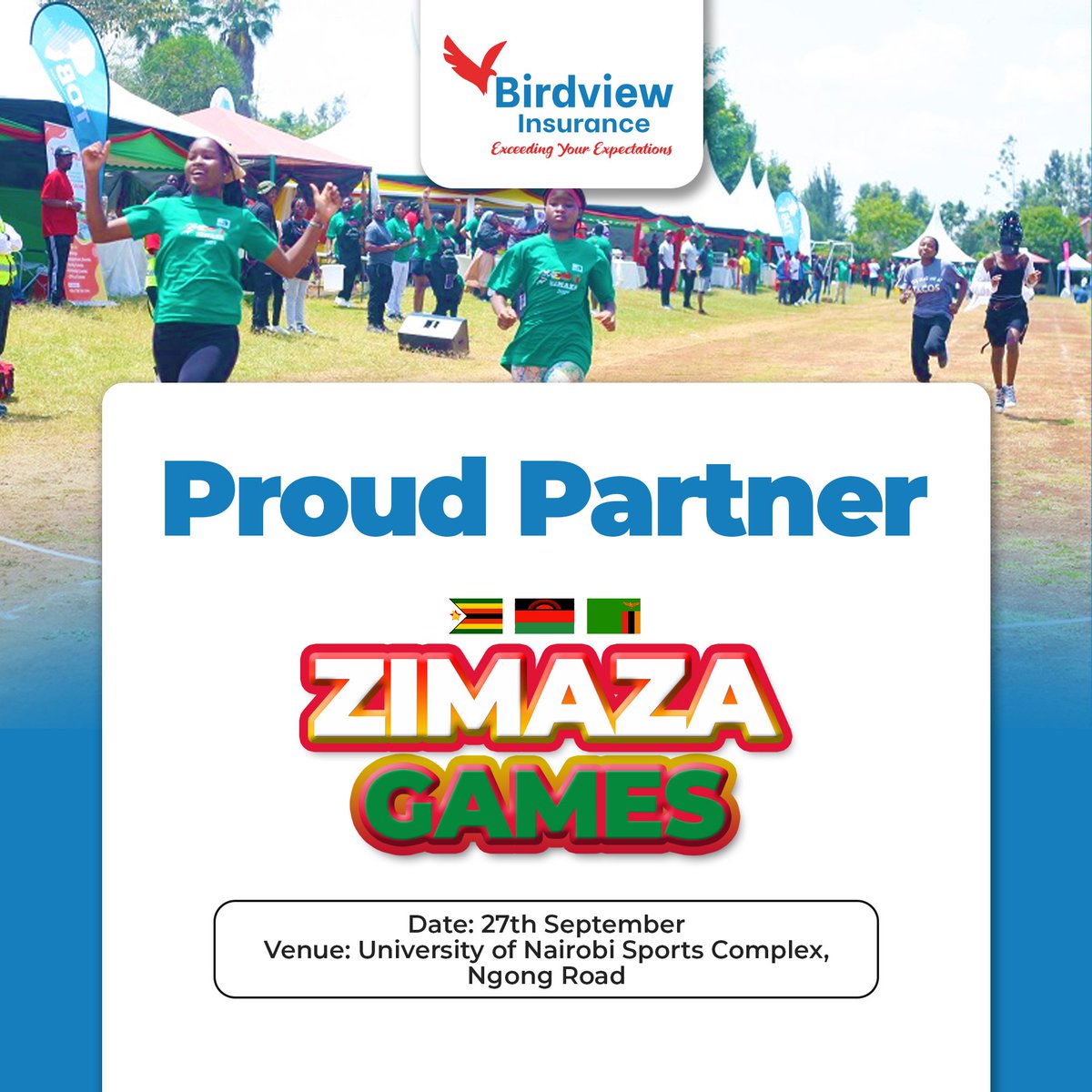 BirdviewInsur's tweet image. Birdview Insurance is proud to partner with the ZIMAZA Games 2025 🎉 A celebration of sports, culture &amp;amp; unity for Zimbabwe, Malawi &amp;amp; Zambia communities. 📅 27th Sept | 📍 UoN Sports Complex, Ngong Rd. 

#ZIMAZAGames #BirdviewInsurance #SportsForUnity