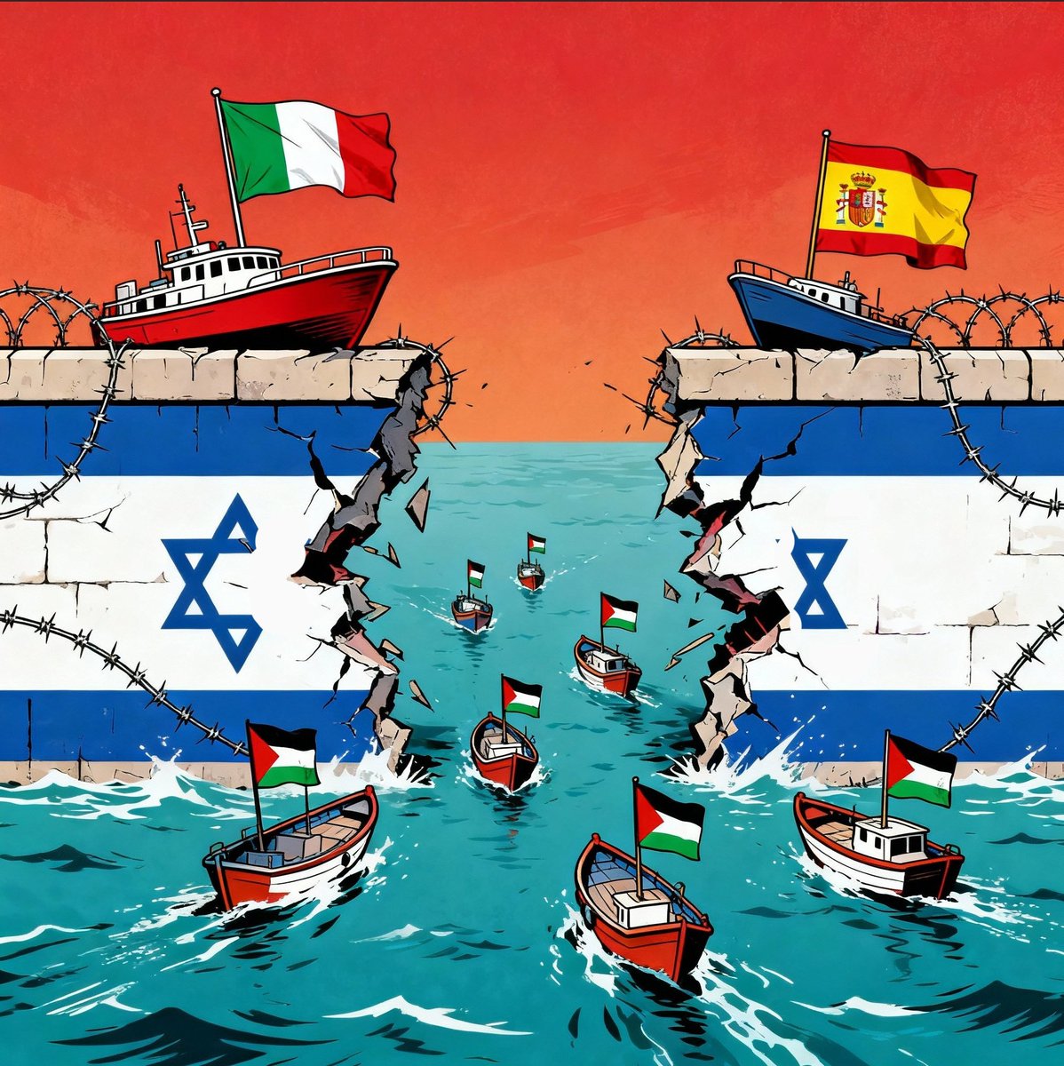 TweetsOfLamaa_'s tweet photo. @disclosetv Italy Sends a SECOND Naval Vessel for Assistance and Protection

Spain 🇪🇸 and Italy 🇮🇹 have sent navy ships to protect the Global Sumud Flotilla after the attacks https://t.co/JlYVzJmu9p
