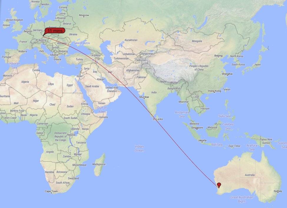 vk6ysf97230's tweet image. Rx at Fri, 26 Sep 2025 06:39:45 Z
VK6YSF reported by DL0PF (Club station) in Bavaria, Fed. Rep. of Germany
Loc: JN68rn16
Frequency: 24.922792 MHz (12m), 
Mode: JS8, 
RX: -14dB SNR
Distance: 13512 km

PSK Reporter.
pskreporter.info/pskmap.html

#js8call #12mBand #pskreporter