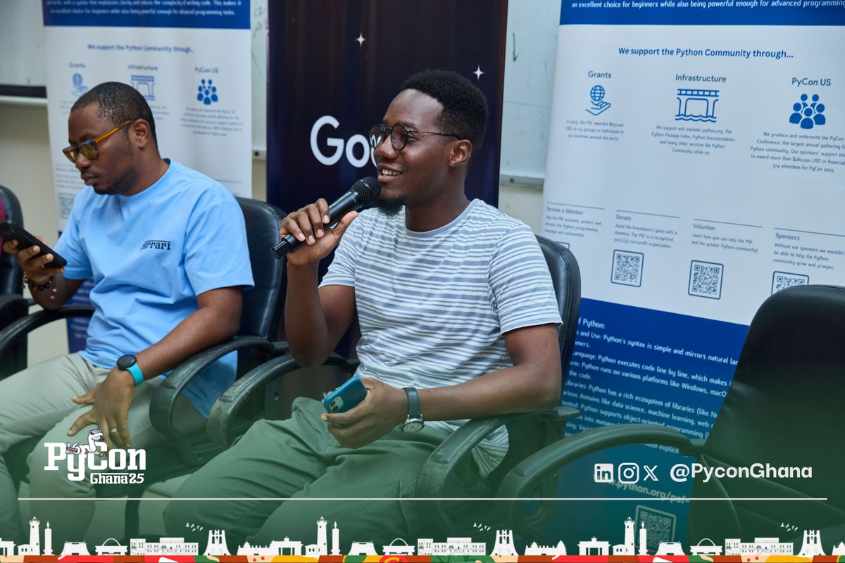 PyconGhana's tweet image. Day One's Beginner’s Day Unconference panel was all about starting strong! From first steps in tech to finding your unique path, our panelists shared honest stories and helpful insights. 🐍 #PyconGhana2025