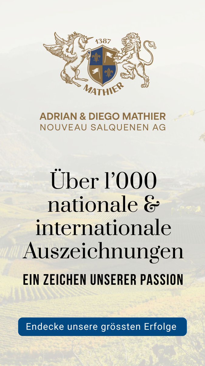 NouveauAG's tweet image. 🏆 Über Jahre hinweg ausgezeichnet: Mathier-Weine begeistern national &amp;amp; international – Qualität aus dem Wallis, die bleibt!

👉 Weitere Informationen:
🌐  mathier.com/auszeichnungen/

#mathier #diegomathier #wallis #salgesch #walliserwein #auszeichnungen