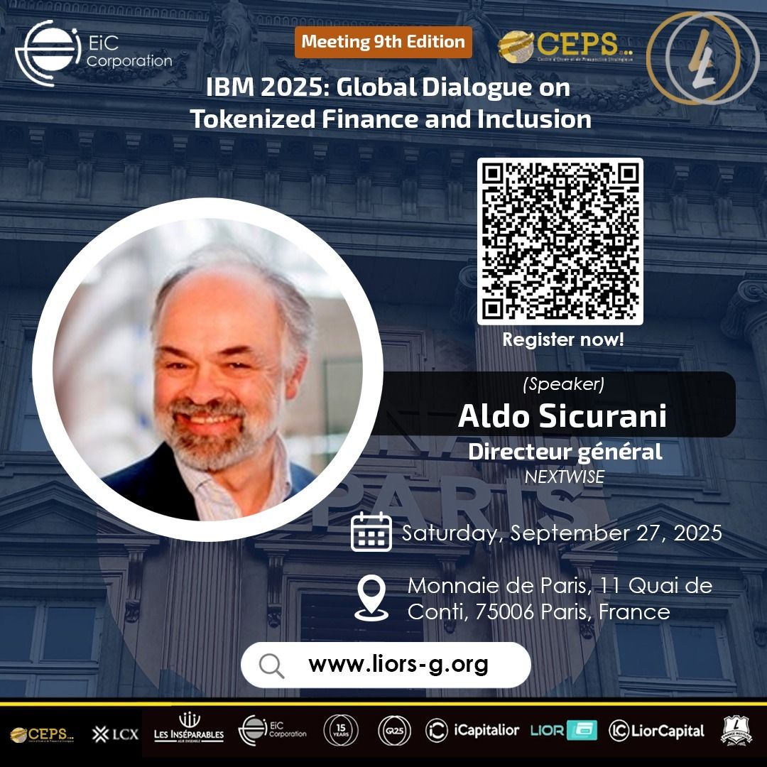 IcapitalV's tweet image. 1/
Speaker Spotlight – Aldo Sicurani | #IBM2025
We are pleased to welcome Aldo Sicurani, Directeur général at NEXTWISE, as a featured speaker at the 9ᵗʰ International Business Meeting in Paris.
#TokenizedFinance #Innovation