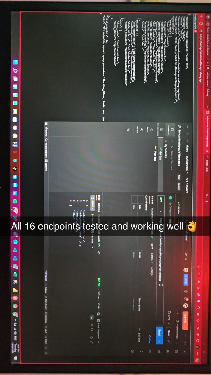 defi__josh's tweet image. 2 days ago, I pushed myself into a new territory…

I built my first FastAPI from scratch 🚀

Omoh, it wasn’t easy at all.

After setting it up, I tested the root endpoint and all 16 endpoints on @getpostman and boom... they all worked perfectly...

Then, I deployed the API…