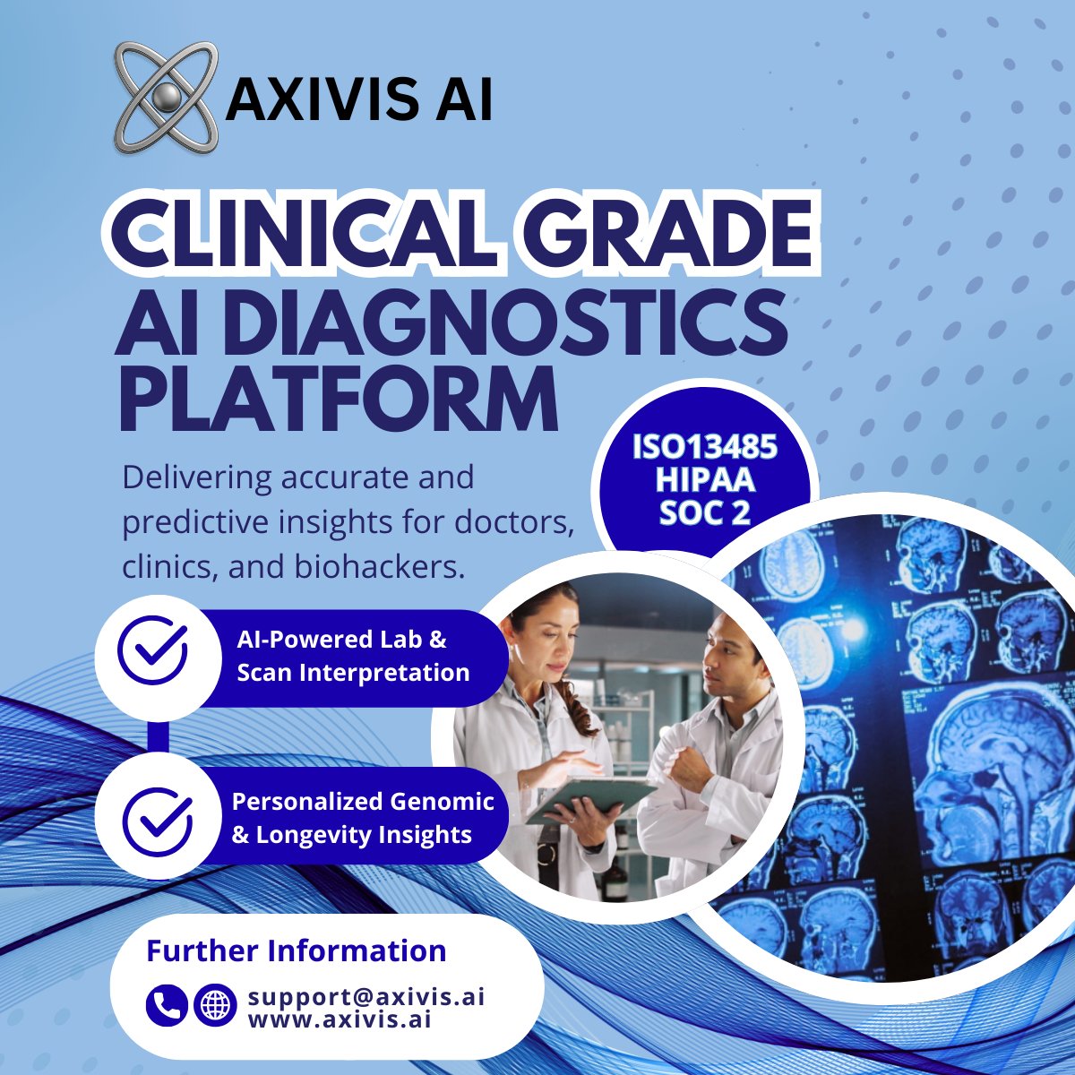axivisAI's tweet image. AI that goes beyond reports.

AXIVIS AI = Clinical intelligence for labs, scans &amp;amp; genomics.

One platform.
One report.
One step closer to precision health.
👉 axivis.ai

#AXIVISAI #AI #HealthTech #Diagnostics #Longevity