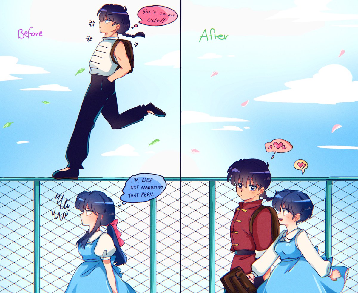 Going to school together ☺️💕 
#ranma #らんまアニメ