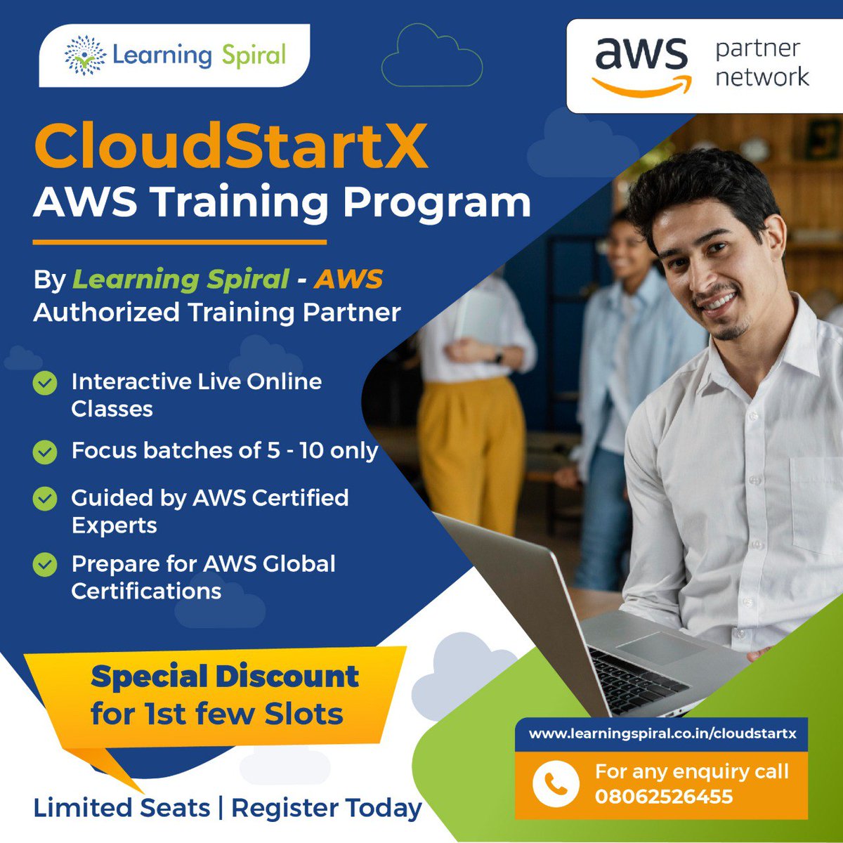 LearningSpiral's tweet image. 𝐒𝐭𝐞𝐩 𝐈𝐧𝐭𝐨 𝐭𝐡𝐞 𝐅𝐮𝐭𝐮𝐫𝐞 𝐰𝐢𝐭𝐡 𝐂𝐥𝐨𝐮𝐝𝐒𝐭𝐚𝐫𝐭𝐗 – 𝐀𝐖𝐒 𝐓𝐫𝐚𝐢𝐧𝐢𝐧𝐠 𝐏𝐫𝐨𝐠𝐫𝐚𝐦.
𝐂𝐥𝐢𝐜𝐤 𝐇𝐞𝐫𝐞 𝐭𝐨 𝐑𝐞𝐠𝐢𝐬𝐭𝐞𝐫 : docs.google.com/forms/d/e/1FAI…
 𝐎𝐫 𝐯𝐢𝐬𝐢𝐭: learningspiral.co.in/cloudstartx/ 
 0̳8̳0̳6̳2̳5̳2̳6̳4̳5̳5̳
#LearningSpiral #AWS #CloudStartX