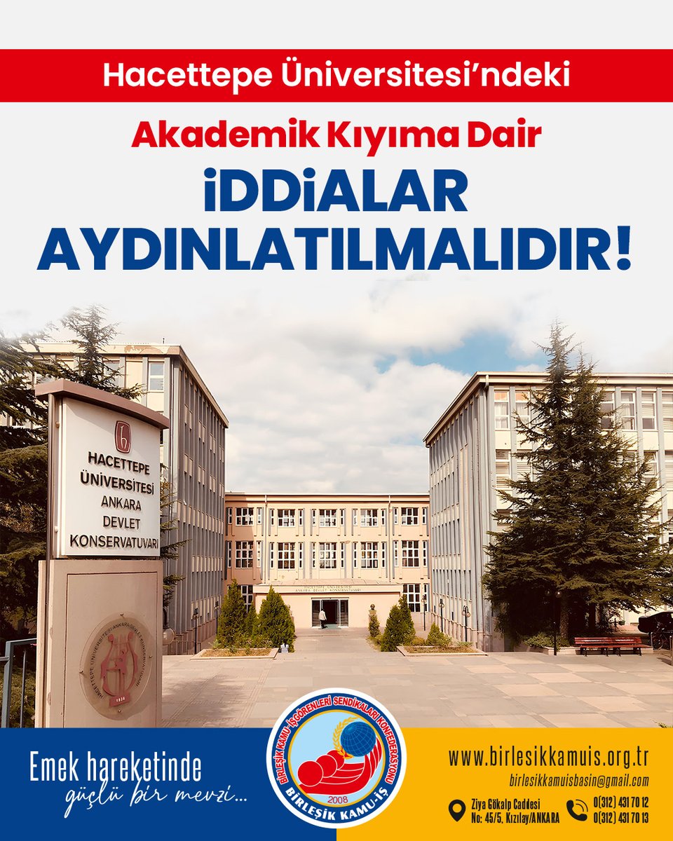 HACETTEPE'DEKİ AKADEMİK KIYIMA DAİR İDDİALAR AYDINLATILMALIDIR
birlesikkamuis.org.tr/haber/hacettep…