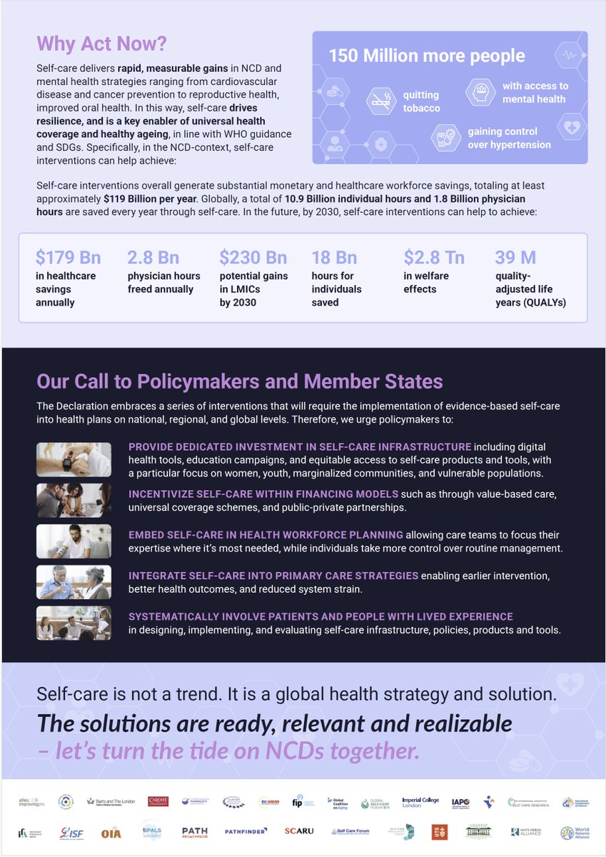 Self-care is a global health solution. The United for Self-Care Coalition, led by <a href="/Selfcarefed_org/">The Global Self-Care Federation</a>, is driving action against NCDs. <a href="/ImperialSCARU/">ImperialSCARU</a> is proud to co-sign the Health for All, by All Self-Care Manifesto, launched at the #UNHLM on NCDs &amp; mental health. 
<a href="/ISFglobal/">ISF</a>
