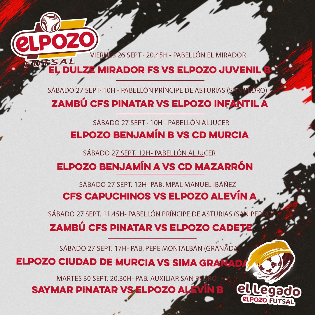 ⚪🔴📅 HORARIOS BASES 
Del 26 al 30 septiembre 
#PresenteyFuturo