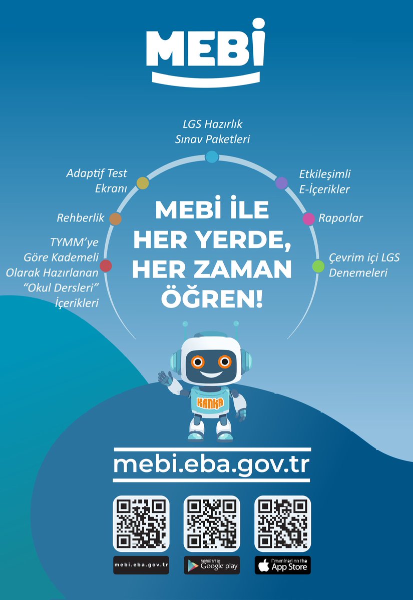 Öğrencilerimizin bireysel öğrenme yolculuğunda MEBİ yanında!

✅ 5️⃣-6️⃣. sınıf dersleri
✅ LGS deneme &amp; raporlar
✅ Etkileşimli içerik, adaptif test &amp; rehberlik

Sen de keşfet mebi.eba.gov.tr

#MEBİ 
#HerYerdeHerZamanÖğren
#eğitimkentiORDU
#Ordu

<a href="/tcmeb/">Millî Eğitim Bakanlığı</a> <a href="/Yusuf__Tekin/">Yusuf Tekin</a>