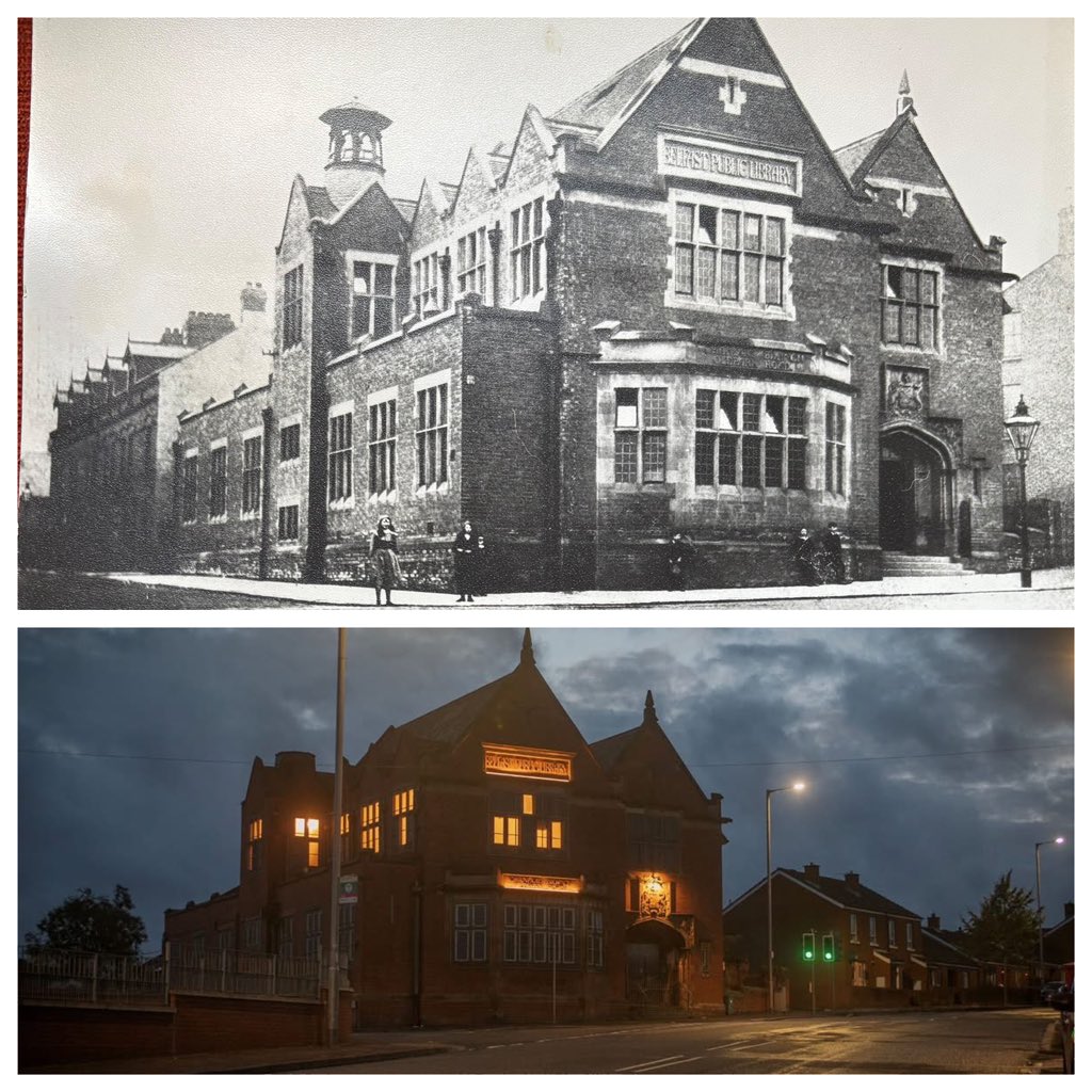 Before and after, then and now!

Carnegie Oldpark Library a century ago, and today with our new night floodlighting

Shines a light on heritage (literally!). 

#BackToLife