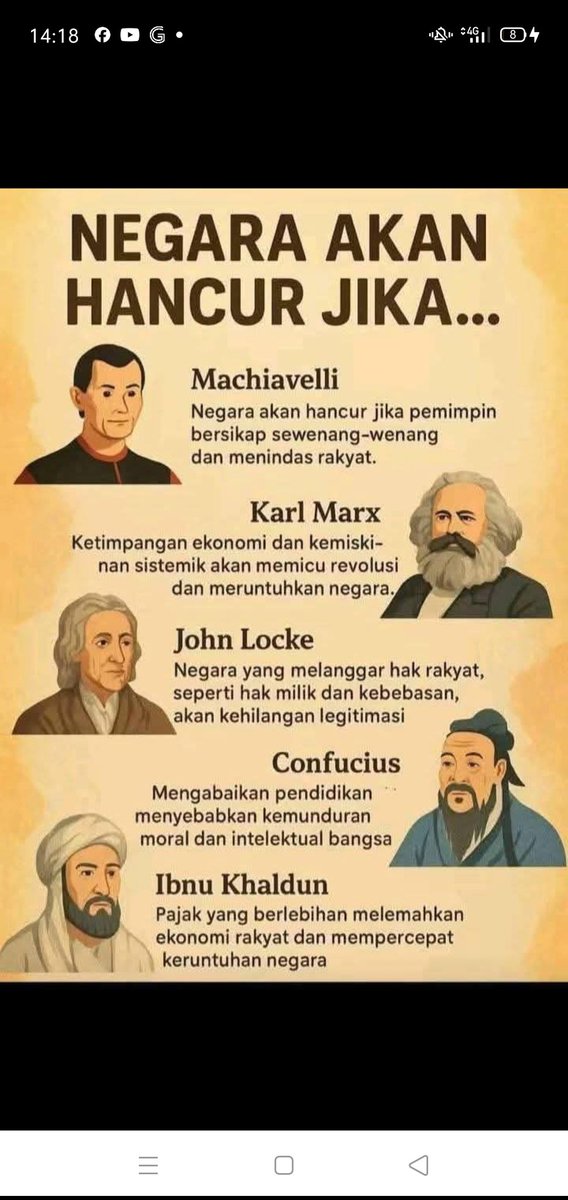 ecosocrights's tweet image. Sudah terpenuhi semua tanda2 negara akan hancur. Bahkan tanda2nya sdh melampaui batas:  ada banyak maling/perompak/penjarah duit dan SDA negara.