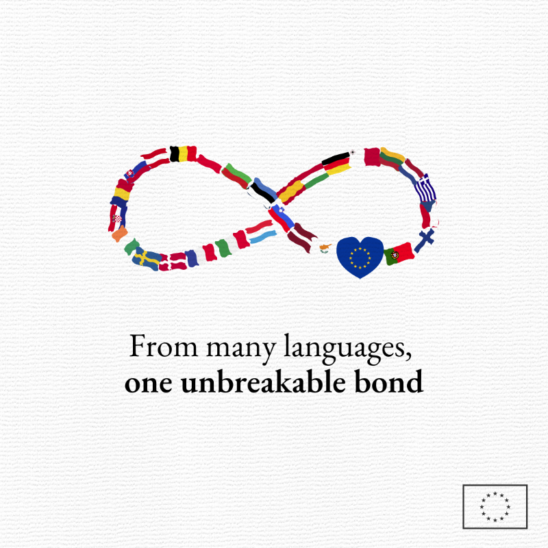EU_Commission's tweet photo. Today is the European Day of Languages. And this year, we mark 25 years of celebrating multilingualism in our Union. 🥳 
 
Languages open doors. They help us connect, explore cultures, make lifelong friends, and journey further. 

We remain stronger, united in our diversity.