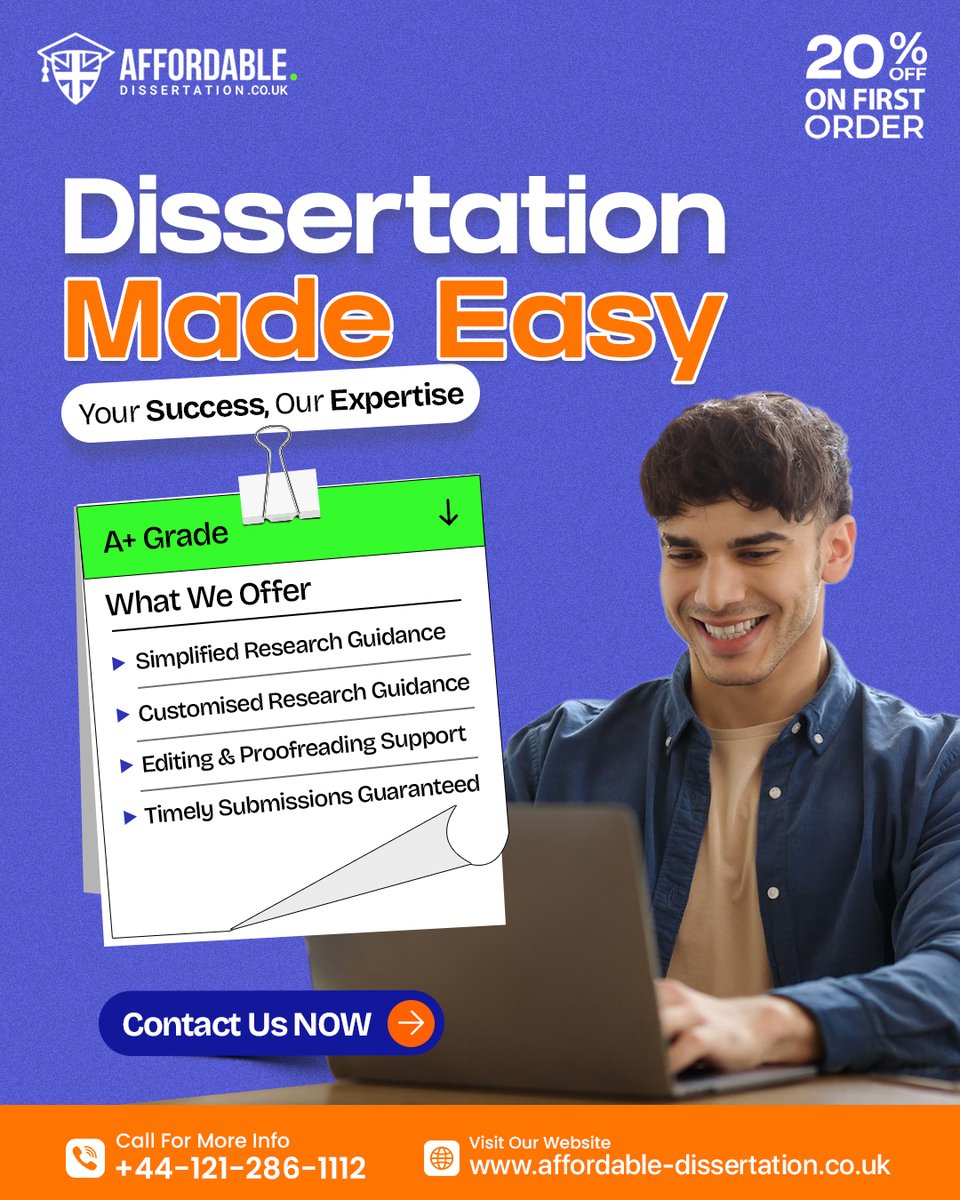 AffDissertation's tweet image. 📚 Dissertation Worries? We’ve Got You! 🎓
From Research Guidance To Editing, Our Experts Simplify Every Step.
✅ No Stress.
✅ On-Time.
✅ Top Support.
🚀 Make Dissertation Writing Easy Today!
Contact us: +44-121-286-1112
website: affordable-dissertation.co.uk
#Dissertation