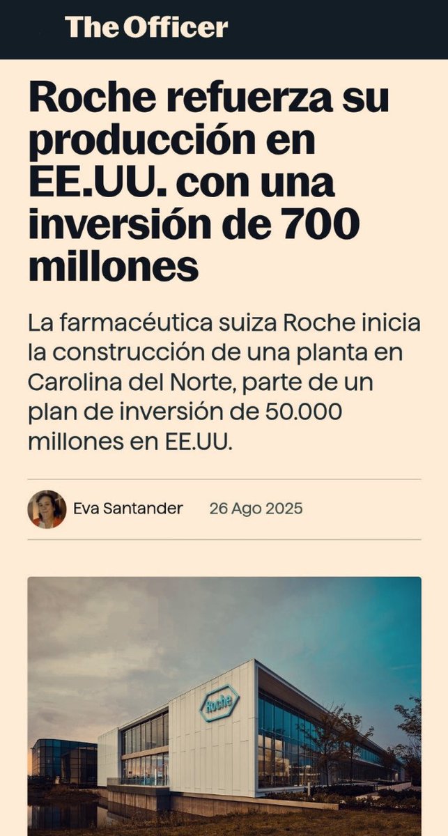 pharma_jonpi's tweet photo. TRUMP : NO HABRA ARANCELES SI LA FARMACÉUTICA ESTA CONSTRUYENDO FABRICA EN EEUU EN FECHA 1 OCT 2025
ROCHE ES LA RESPONSABLE DEL ENSAYO CLÍNICO IMFORTE (LURBINECTEDIN/ ATEZOLIZUMAB)
Y ROCHE YA ESTA CONSTRUYENDO EN SUELO US
https://t.co/e5YmNfbRRK #pharmamar #jazzpharma https://t.co/qAR76Cw4VN