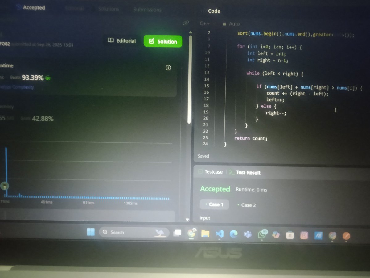 Jatin_lifo82's tweet image. 🌟Day 268 👨💻.
Solve @geeksforgeeks || @LeetCode
POTD Cpp⚡
Question LC. Valid Triangle Number 611 Medium ✅.
Question GFG. Rotate Deque By K Easy😎 ✅.
#geeksforgeeks #leetcode #DSA #POTD
@LeetCode @geeksforgeeks #CPP25 #CodingChallenge