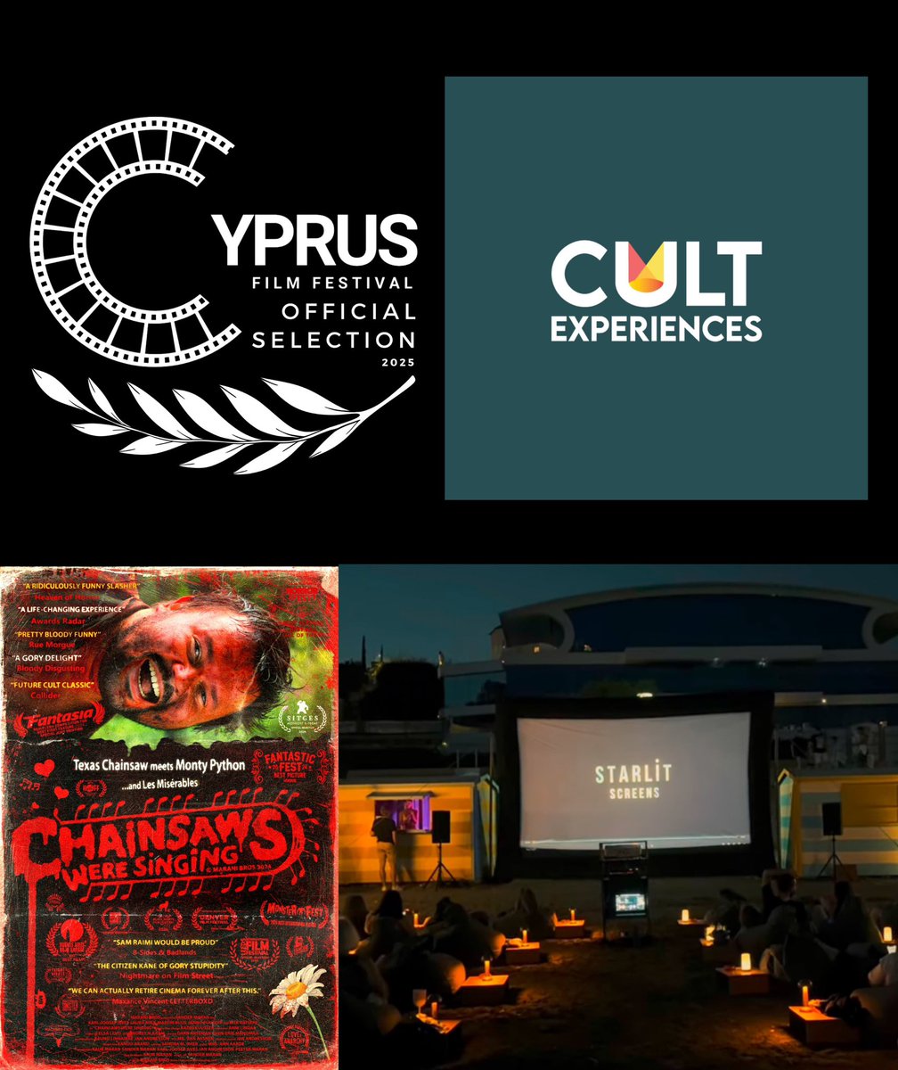 CHAINSAWS WERE SINGING IS PREMIERING IN CYPRUS at Cyprus Film Festival 🇨🇾⛓️🪚🎵

The crazy mix of romance, comedy, slasher-horror, musical and a road movie is screening today on September 26th at 22:00 at the outdoor venue of Starlit Screens (Amathus Avenue, Limassol 4060). This