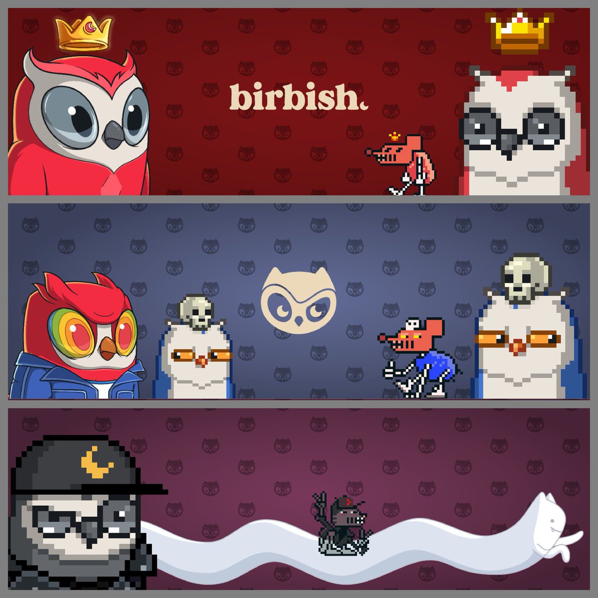 _JKNFT_'s tweet photo. Looking for a custom X banner to rep your @moonbirds and @oddities_xyz?

Check out the new Birbish Banner Builder!

Create your own X banner using your illustrated or pixel Moonbirds and @oddities_xyz. Chose your background, select your catch phrase (or Toobins), and add up to four images. Fine tune the scale and placement of your birbs to create your perfect banner.

Now live!

https://t.co/Nhjnk2WnAi