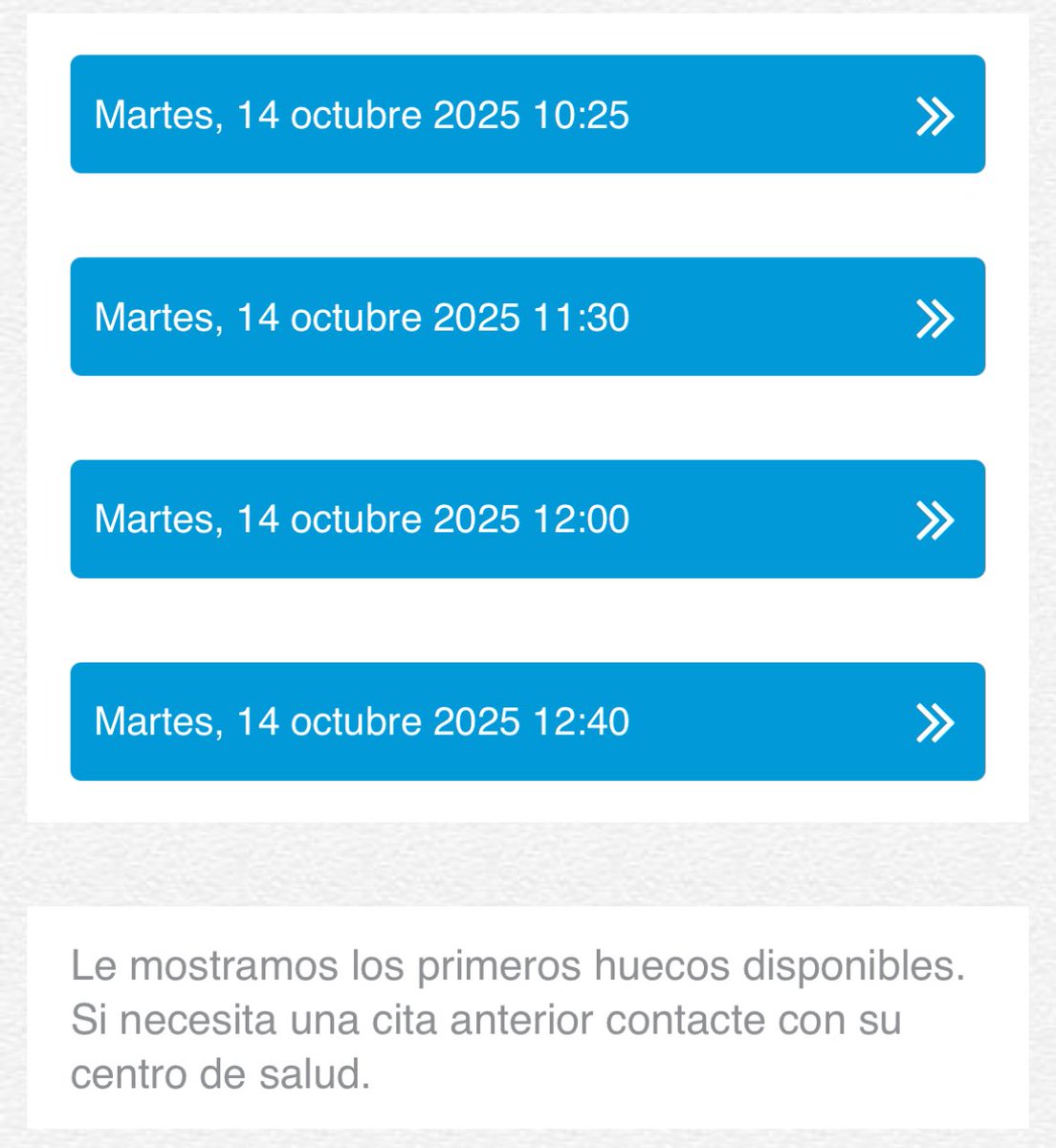 Vamos a hacer una prueba. 
Pongamos la comunidad en la que tenemos a nuestro médico de cabecera y cuándo tendríamos la primera próxima cita disponible.
Yo no pongo mi centro por privacidad, pero sí la comunidad: MADRID.

18 días de espera. ¿Y vosotros?