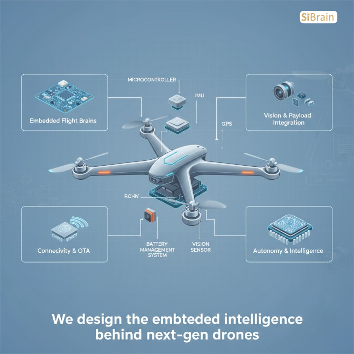 SibrainPvt's tweet photo. From Concept to Flight: We design the embedded brains of drones—flight control, sensors, AI/ML autonomy, connectivity &amp; compliance.

Manufacturers: bring drone-enabled products to market faster, safer &amp; at scale.

@QNX_News 

👉 Let’s talk. #Drones #EmbeddedSystems #Sibrain https://t.co/xy7Y7QY46n