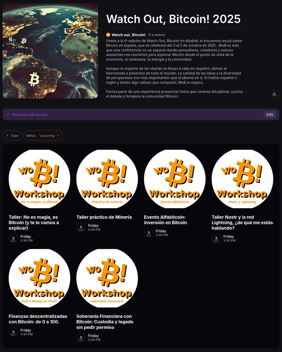 Wo_Bitcoin's tweet image. ⏳ ¡Falta solo una semana para WoB!

👉 Recuerda: para participar en los talleres debes registrarte en el de tu elección.

Tenemos 5 talleres, uno de ellos gratuito, cortesía de @moneyonchainES y también tenemos el evento de @alfabitcoin_io 🚀

📌 Regístrate aquí:…