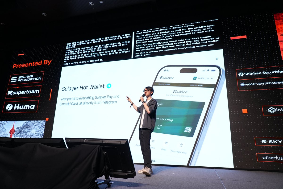 Exploring how hardware acceleration can reshape blockchain design, <a href="/0xJsum/">Joshua (svm/acc)</a>  (CPO, <a href="/solayer_labs/">Solayer (mainnet arc)</a>) shared Solayer’s vision of integrating infrastructure, payments, and yield into one ecosystem