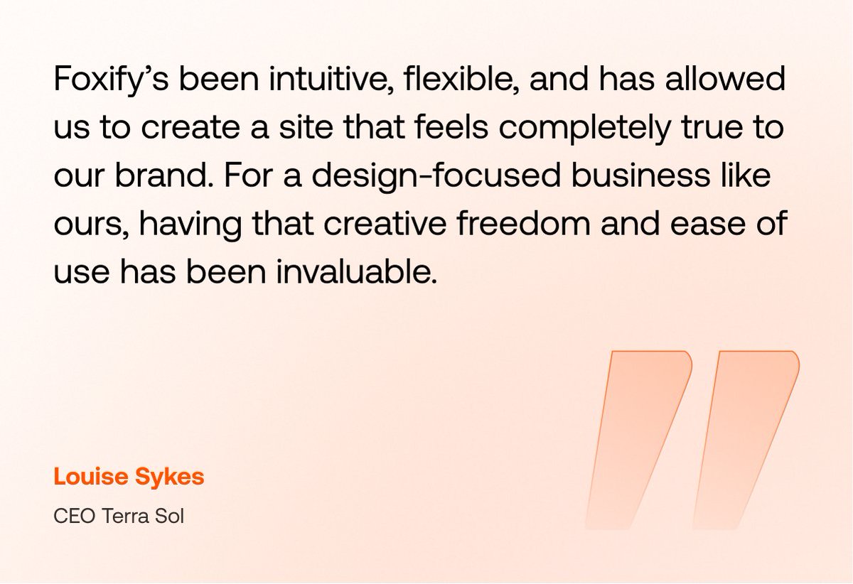 🔥 Traffic up 400%. Bounce rate down 10%.

That’s what happened when Terra Sol Studio, a design-led business, rebuilt their store with Foxify. 

But more than numbers, seeing Terra Sol turn from design frustration to a brand experience that reflects their vision is the kind of