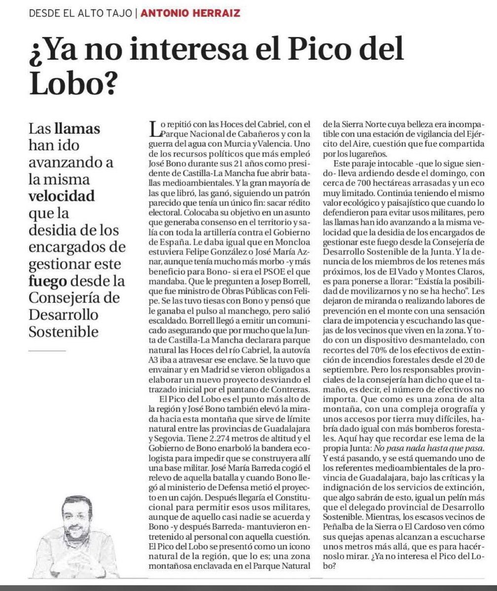 Totalmente de acuerdo con <a href="/herraizayuso/">ANTONIO HERRAIZ</a> en su visión del #IFPeñalbaDeLaSierra salvo por un detalle. El máximo responsable de lo que ocurre en la región es un tal <a href="/garciapage/">Emiliano García-Page</a>, jefe de la consejera Mercedes Gómez, la que dijo este verano que los políticos no tenían que acudir a los