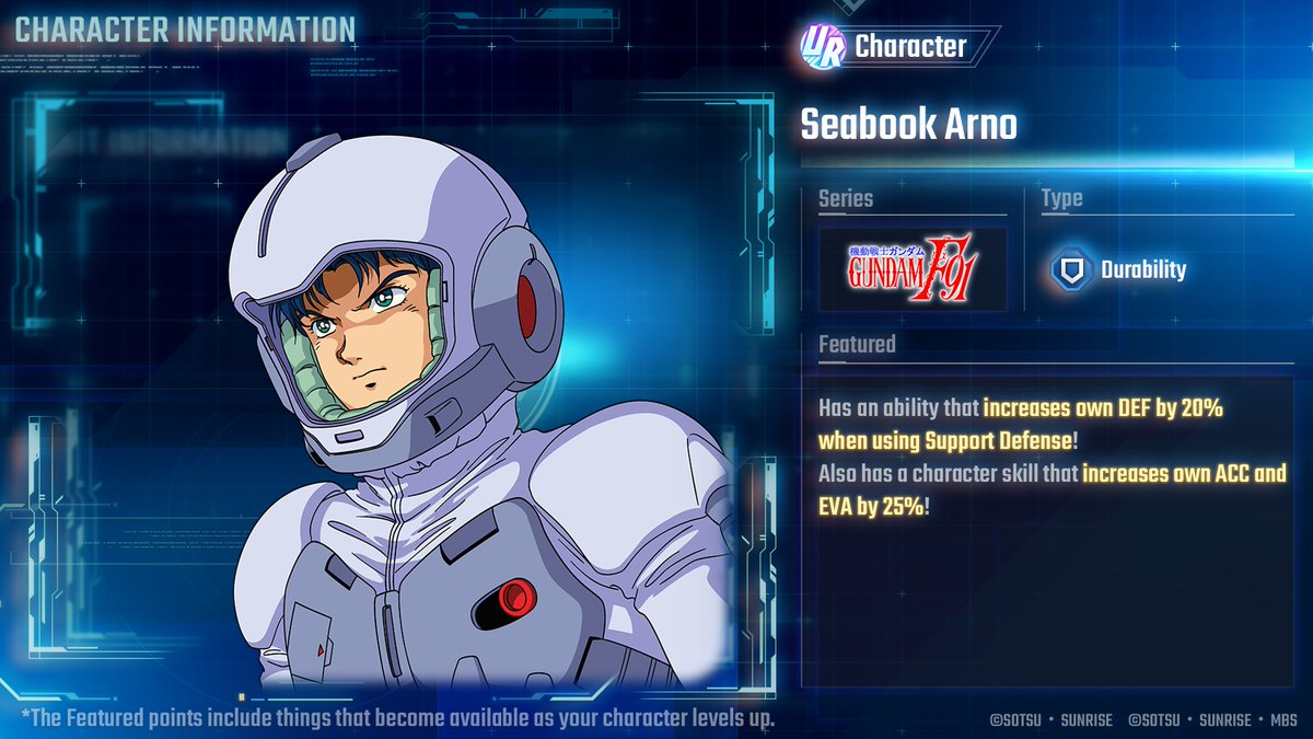 ggene_eternalEN's tweet photo. ◤━━━━━━
#GundamEternal
New Character Showcase!
━━━━━━━◢

Here's a sneak peek of UR Seabook Arno, arriving on 9/30 (JST)!
*Obtained along with UR Gundam F91 (EX).

#GGeneration #GGen https://t.co/IuBk0ZUCpF