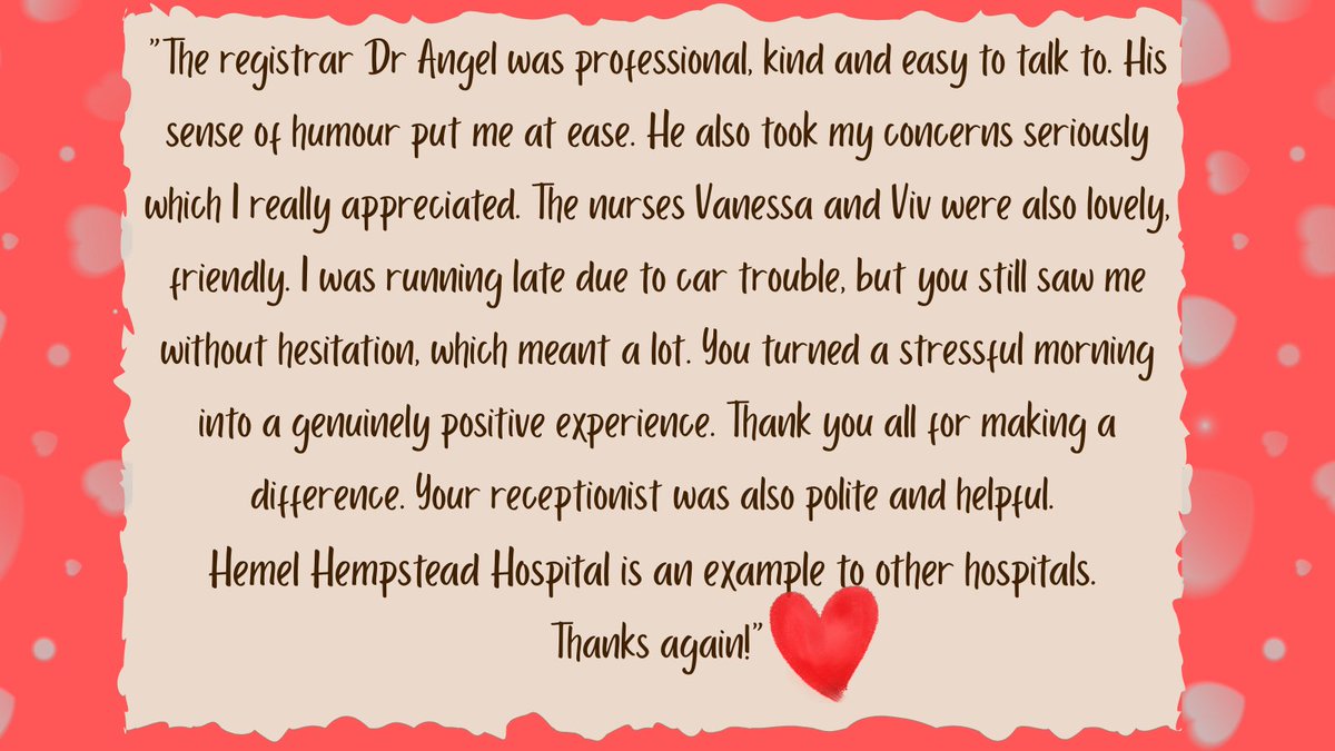 💙 Patients have shared glowing feedback about the Endocrinology Team (OPD) at Hemel Hempstead Hospital – noting their kindness, empathy &amp; professionalism throughout appointments. 👏 #FFTFeedback #HealthcareHeroes #PatientExperience #TeamWestHerts