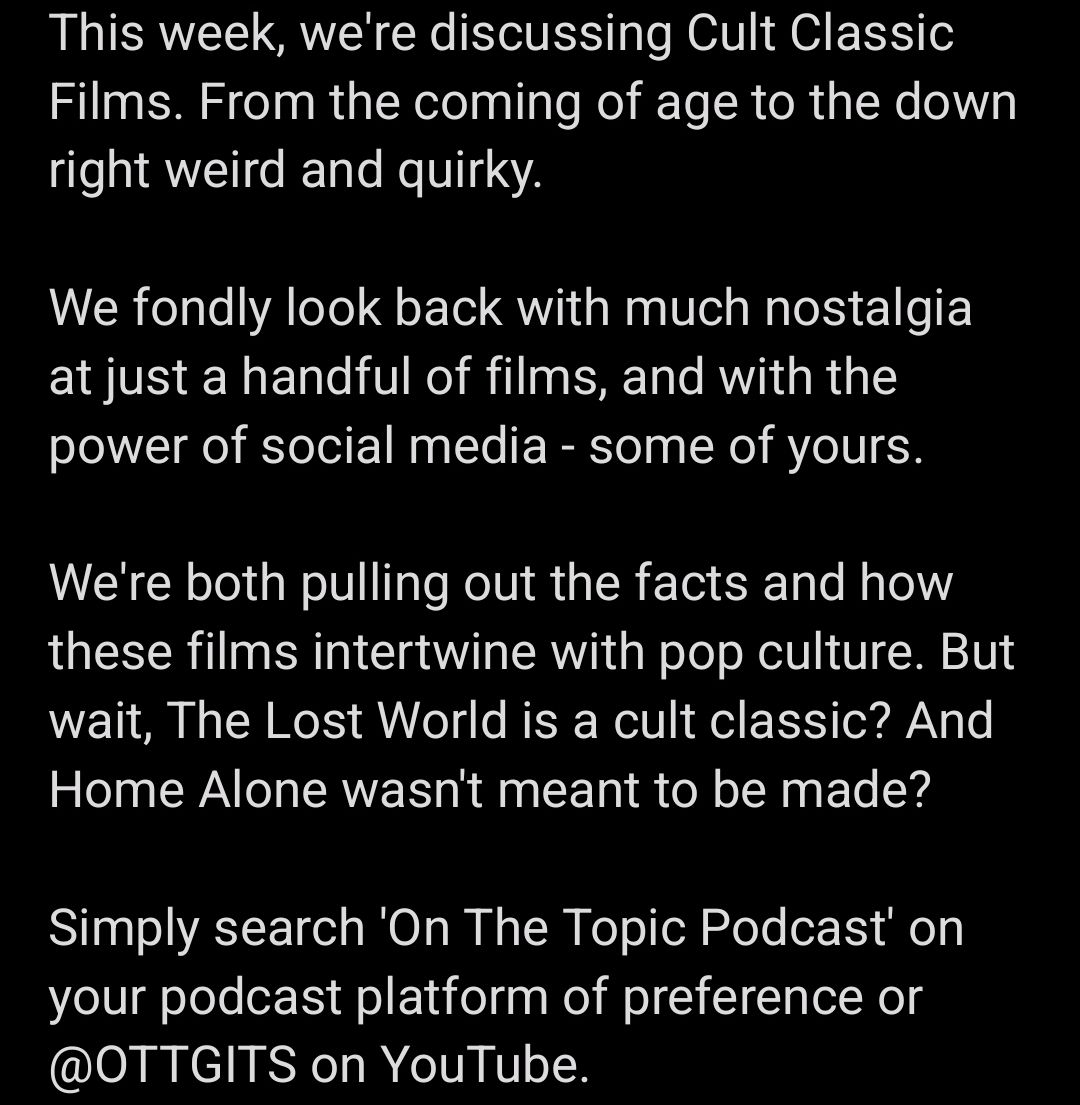 NEW EPISODE!

#OnTheTopic #Podcast #PodernFamily #BritPodScene #CultClassic #CultClassics #Film #Films #PopCulture #Eighties #Nineties #Noughties #HomeAlone #JurassicPark #HomeAlone #Gremlins #KevinSmith #Godzilla #Goonies #ComingOfAge #Portsmouth #Southsea #PortsmouthCreatives
