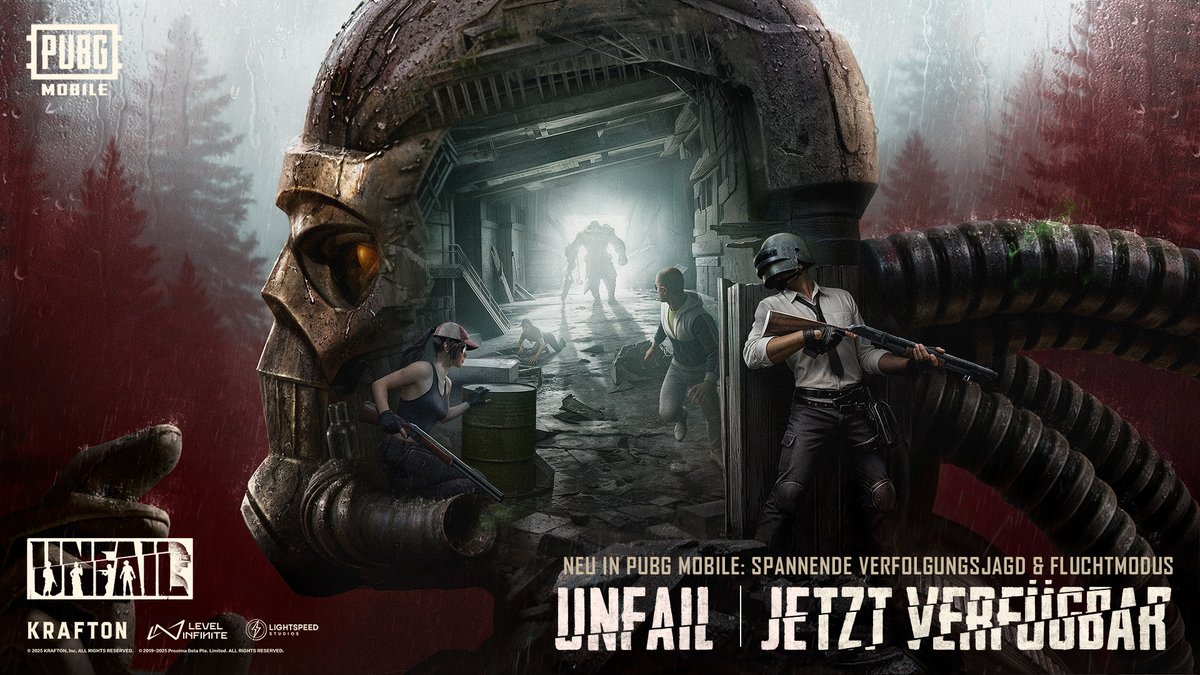 PUBGM_DE's tweet image. UNFAIL ist jetzt verfügbar!
Unser neuer spannender Verfolgungs- und Fluchtmodus - Jäger oder Überlebende? Stürzt euch ins Spiel und holt euch den Sieg!

Jetzt herunterladen: 
pubgmobile.live/unfail400
#PUBGMOBILE 
#UNFAIL 
#PUBGM400
