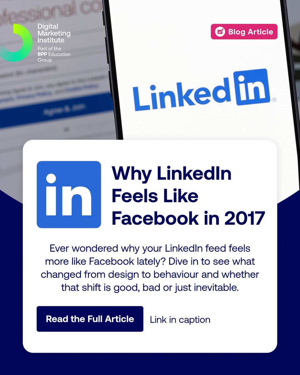 dmigroup's tweet image. Read more: buff.ly/2o7YkPM 

Does your LinkedIn feed feel more like Facebook these days? 👀 Find out what’s driving the shift, and whether it’s good, bad, or just inevitable. 

#LinkedInTips #SocialMediaTrends #DigitalMarketing