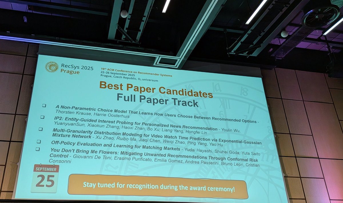 python_walker's tweet image. RecSys 2025 の Full Paper Track で Best Paper Candidates に選出していただきました!🎉
最終的に受賞まではできませんでしたが、とても大きな成果です