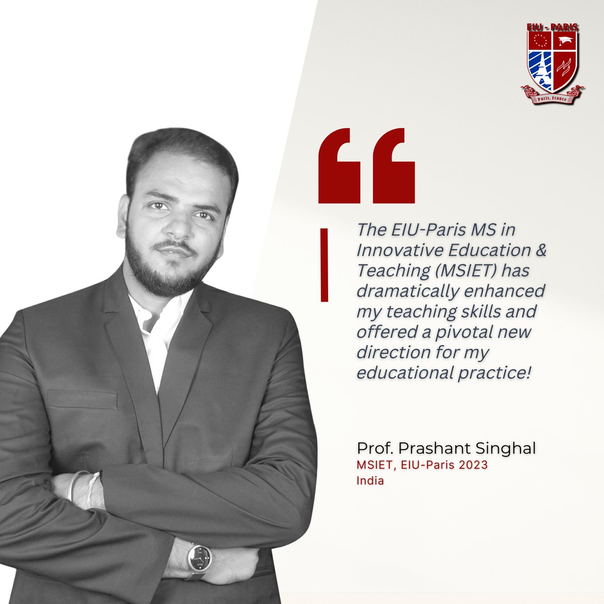 PARIS_EIU's tweet image. Meet EIU-Paris Alumni🧑‍🎓
Prashant Singhal, Sharing Insightful Perspectives on his journey at EIU Paris📷
#masterofscience #teaching
#eiuparis #studentfeature #experiencee #journeycamp