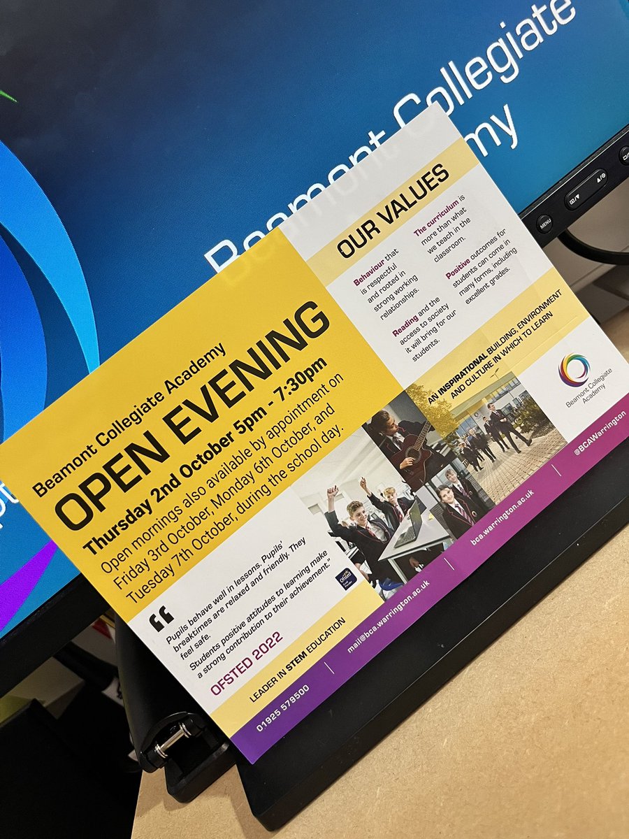 BCA_Transition (@bca_transition) on Twitter photo Don’t forget.. open evening <a href="/BCAWarrington/">Beamont Collegiate Academy</a>. We look forward to seeing you next Thursday.
#openevening #transition #thejourneybegins Don’t forget.. open evening <a href="/BCAWarrington/">Beamont Collegiate Academy</a>. We look forward to seeing you next Thursday.
#openevening #transition #thejourneybegins