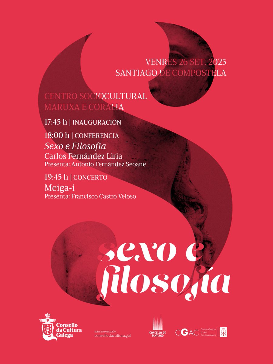 Esta tarde temos unha cita coa Filosofía!  Conferencias, recitais e música para pensar sen censura nin prexuízos

👉III Festival de Filosofía de Galicia!
📍 Centro Sociocultural Maruxa e Coralia.  
🗣️Hoxe con <a href="/FdezLiriaCarlos/">Carlos Fernández Liria</a> e <a href="/meigai/">mei</a>