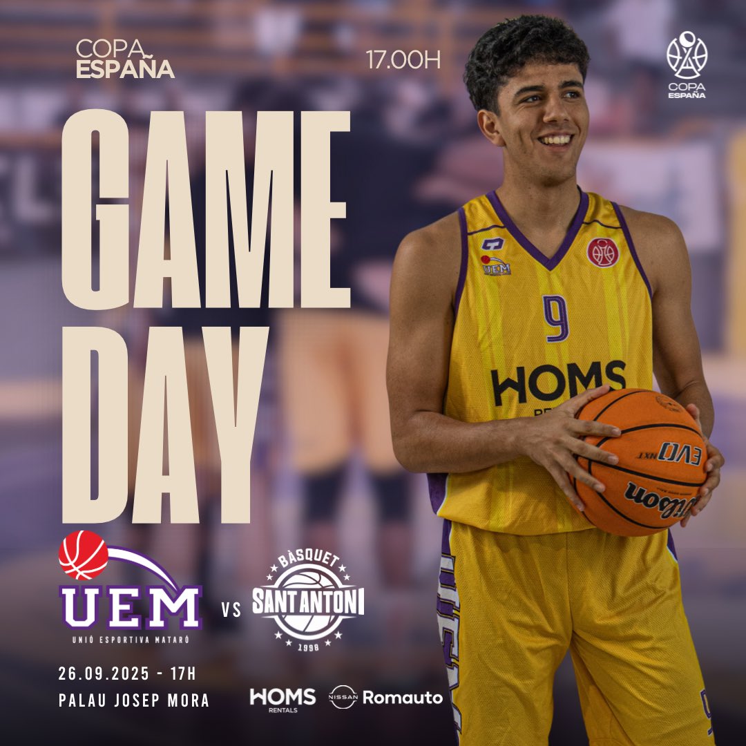 🚨 GGGGGGGAAAAAMEDAY AL PALAU!

🗣️ Aquesta tarda juguem a casa! El #MataróHoms acomiada la Copa abans de començar la lliga!

🏀 17h - #CopaFEB 
🟡 Mataró Homs vs <a href="/CBSantAntoni/">Class Bàsquet Sant Antoni</a> 
🏠 Palau Josep Mora

📺 <a href="/laligaplus/">LALIGA+</a> 
👉🏻 Atès l’horari especial pel partit d’avui l’accés serà lliure.