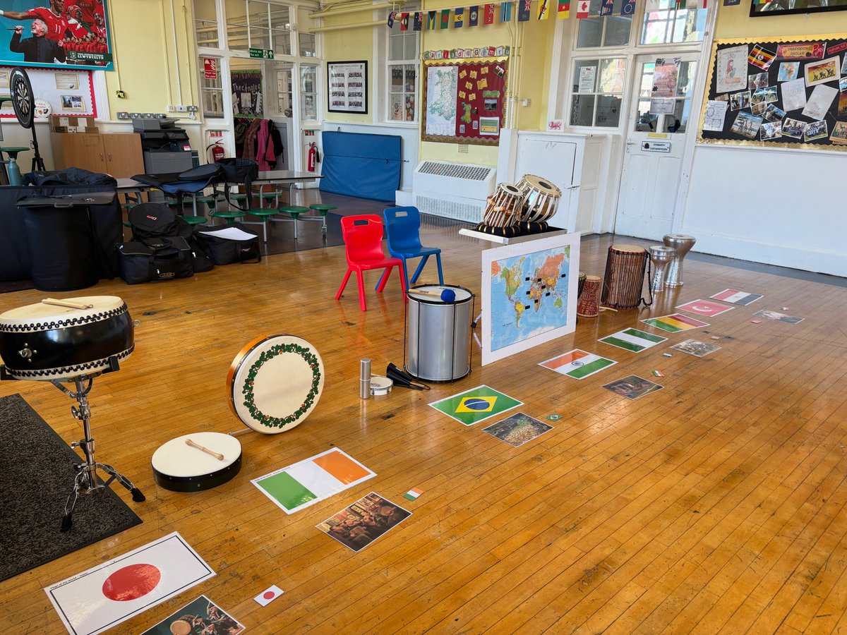 Nice to be back at YG Llwyncelyn for some drumming all over the world workshops today 🇪🇬🇹🇷🇯🇵🇧🇷🇮🇪