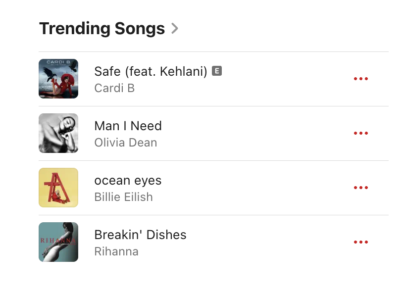 .<a href="/rihanna/">Rihanna</a>'s "Breakin' Dishes" is now a Trending Song on US Apple Music.