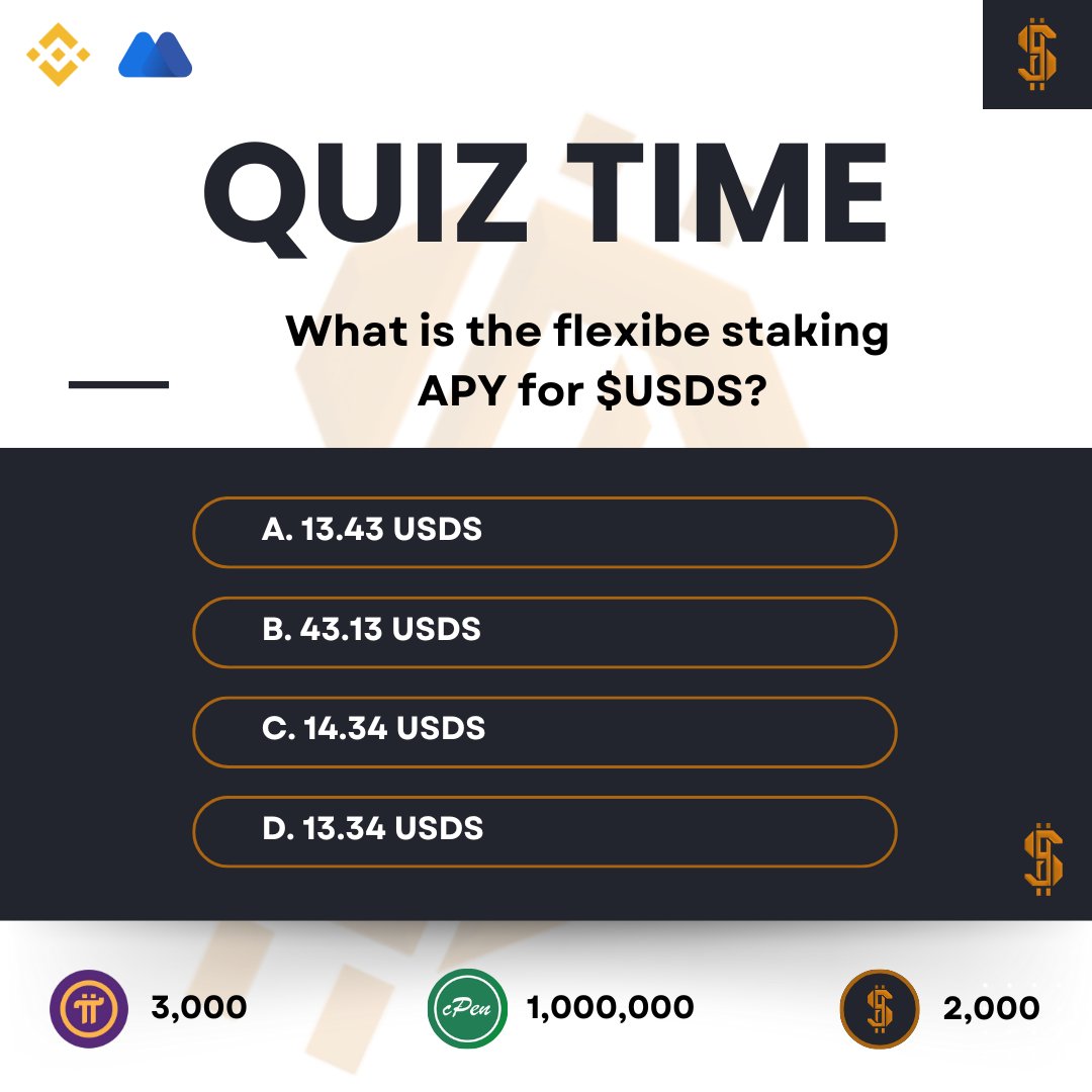 📝Last Quiz for September, miners!

QuizBySwapfone is coming in October and all quizzes will be hosted in-app.

Show your crypto knowledge and win 10x1M $CPEN, 5x3,000 $PI and 1x2,000 $USDS!

Question: What is the flexible staking APY for $USDS?

Here’s how to enter:
🔁 Retweet
