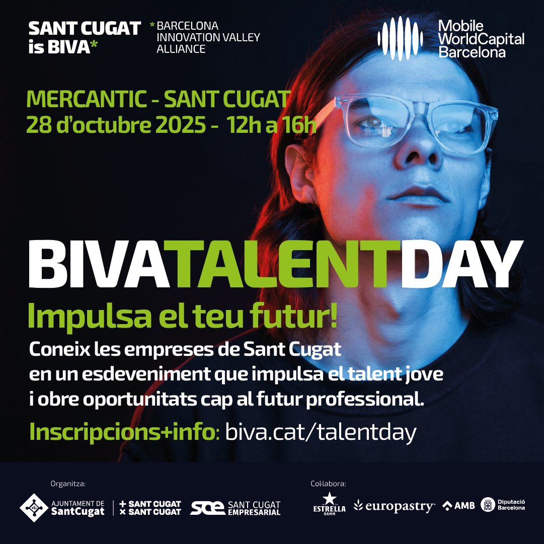 Aj. Sant Cugat (@ajsantcugat) on Twitter photo 🚀El 28 d’octubre arriba el #BIVATalentDay a
<a href="/Mercantic/">Mercantic</a>!
🔹 Coneix empreses
🔹 Reptes reals
🔹 Networking amb pica-pica i beguda
🔹 Sorteig de premis
🎓 Estudiants, empreses: aquest és el vostre espai per connectar!
biva.cat/talentday
<a href="/salaricu/">Albert Salarich</a> <a href="/santcugatbiva/">Sant Cugat is BIVA*</a> 🚀El 28 d’octubre arriba el #BIVATalentDay a
<a href="/Mercantic/">Mercantic</a>!
🔹 Coneix empreses
🔹 Reptes reals
🔹 Networking amb pica-pica i beguda
🔹 Sorteig de premis
🎓 Estudiants, empreses: aquest és el vostre espai per connectar!
biva.cat/talentday
<a href="/salaricu/">Albert Salarich</a> <a href="/santcugatbiva/">Sant Cugat is BIVA*</a>