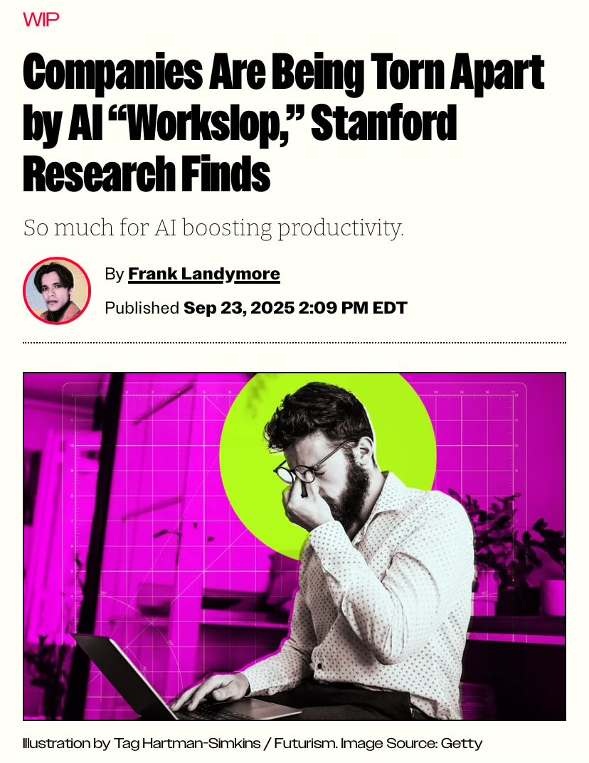 生成AIが出力した低品質な作品を「Work Slop」と呼んでいる。 生成AIの粗悪なテキストや画像を指すスラング「AI  Slop」を組み合わせた造語。 「良い作品と擬装するが、 タスクを達成する為に実体を欠いたAI生成物」を意味する。  結果として、従業員に余計な労力を与えて ...