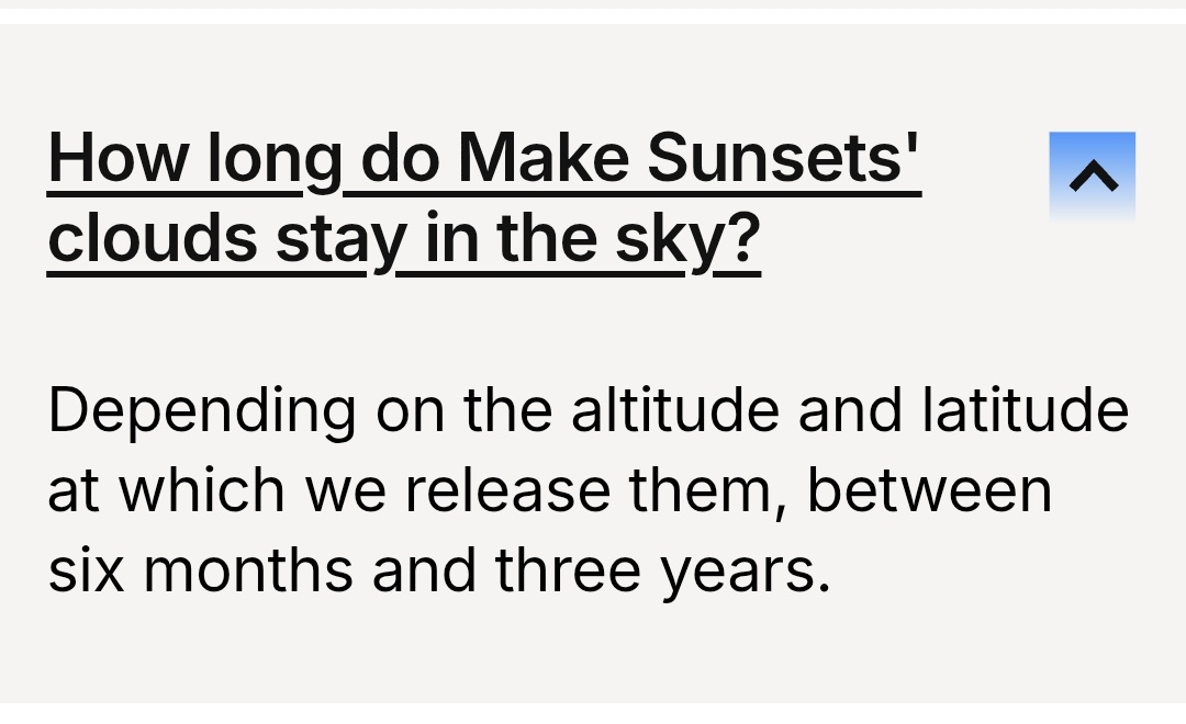 timmyrichieb's tweet image. This is a little known company called make sunsets.
They claim 10's of millions of people will die unless they keep pumping clouds of sulfur into the sky.
This sulfur stays in the skies from 6months to 3 years gradually falling on people / crops / sealife.