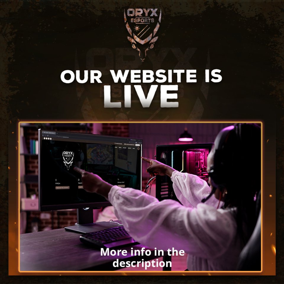 🌐 We’re LIVE! 🚀

Oryx Esports Namibia is leveling up with the launch of our official website! 🎮🔥

Check it out now: oryxesports.com 👀

#Oryx_Esports_Namibia #GameOn #LevelUp #Esports #GamingCommunity #WeAreOryx #Website #Launch #Upgrades