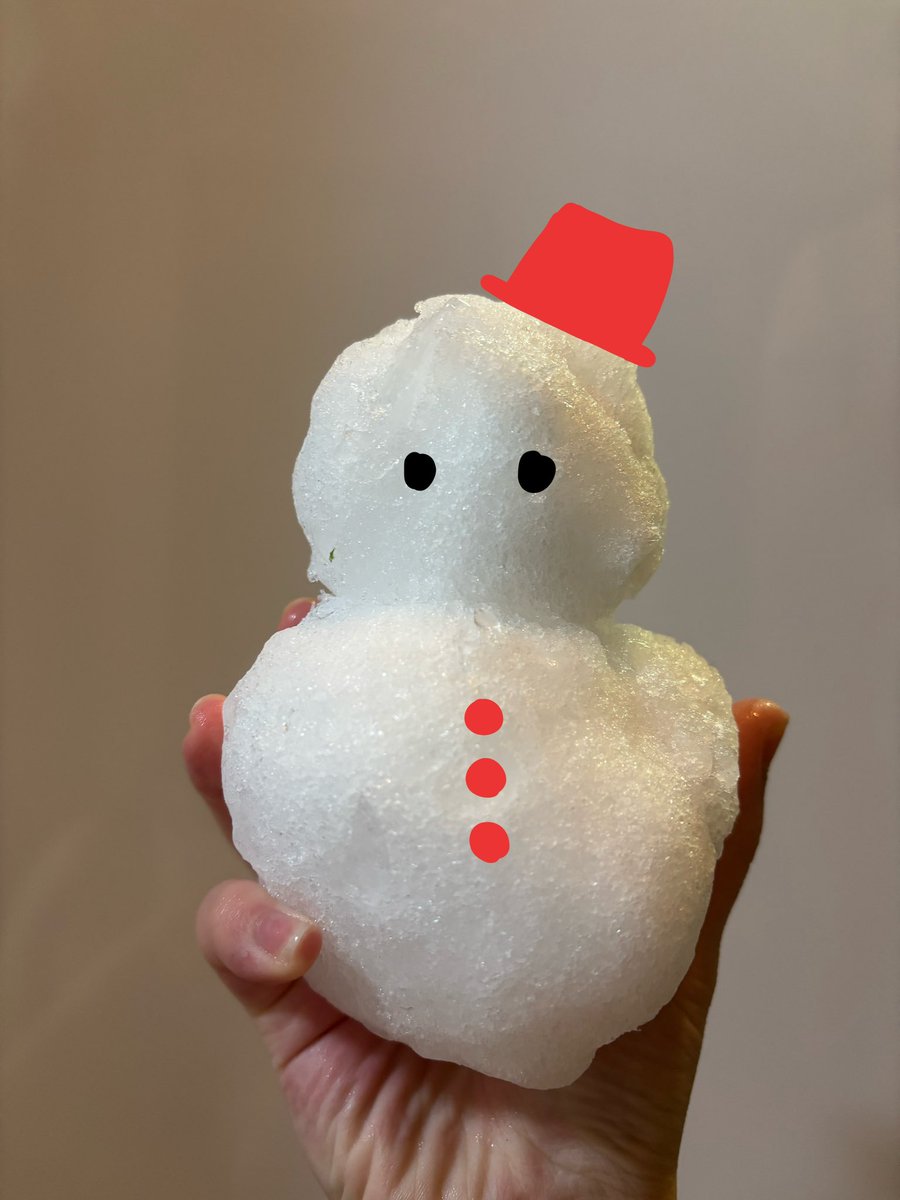 家で雪だるま作った