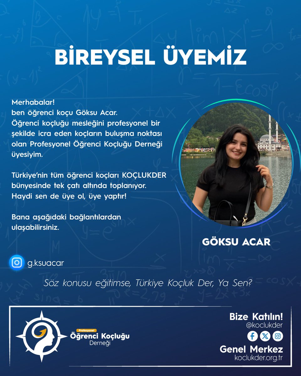 🎉 Göksu Acar artık KOÇLUKDER üyesi!
Sen de öğrenci koçluğu alanında mesleki dayanışmanın parçası olmak ister misin?

#KoçlukDer #ÖğrenciKoçluğu #KoçluktanGüçAl